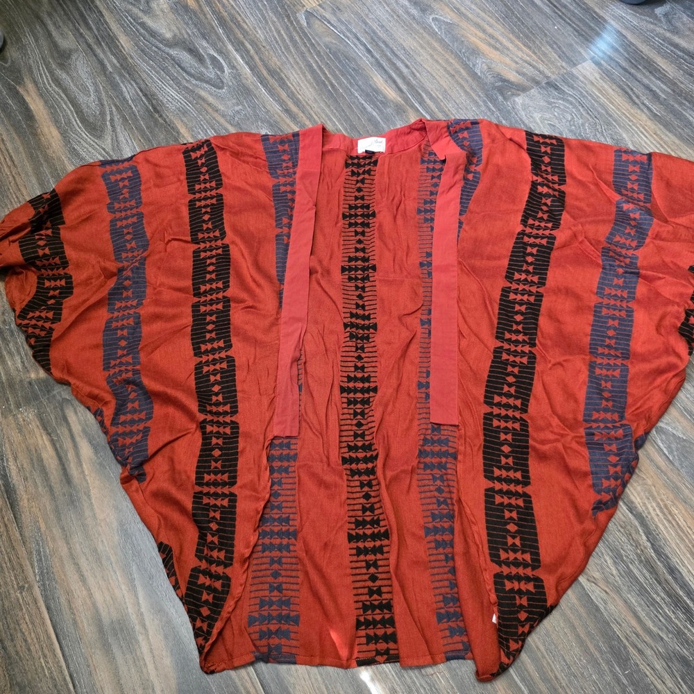 Universal Thread Rust Orange Geometric Tribal Kimono Wrap OSFM F00311689